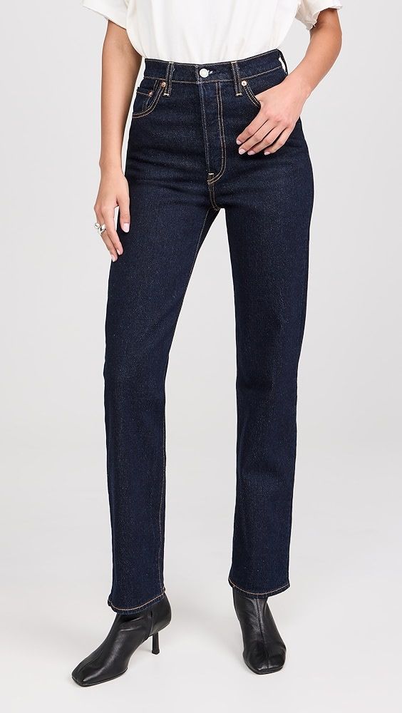 Levi's Ribcage Full Length Jeans | Shopbop Levi's Straight Fit Rigid Denim Bottoms, Levi's Classic Straight Fit Jeans, Classic Levi's Straight Leg Jeans, Levi's Straight Jeans With Five Pockets, Levi's Straight Leg Jeans With Five Pockets, Levi's Straight Leg Medium Wash Jeans, Levi's Straight Leg Jeans For Everyday, Levi's Straight Fit Jeans, Levi's Rigid Denim Straight Leg Jeans