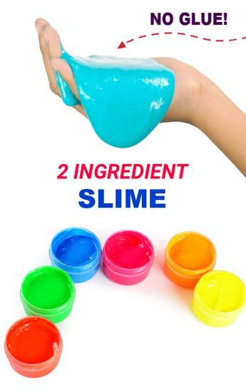 someone is holding their hand over four different colors of slime