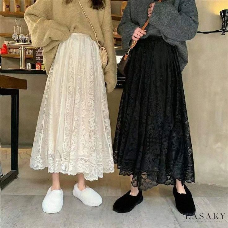 Lasaky - Exquisite Palace Lace Maxi Skirt with Oversized Flared Hem Summer Party Skirt, Lace Skirts, Skirt Tulle, High Waist Long Skirt, Maxi Lace Skirt, Full Length Skirts, Party Skirt, Mesh Skirt, Mid Length Skirts