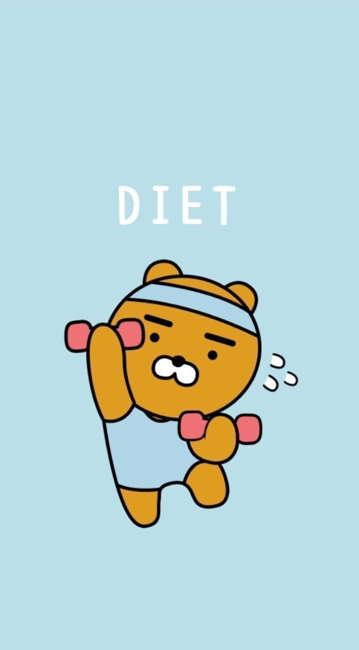 a cartoon bear with a bandage on its head and the words diet above it in white letters