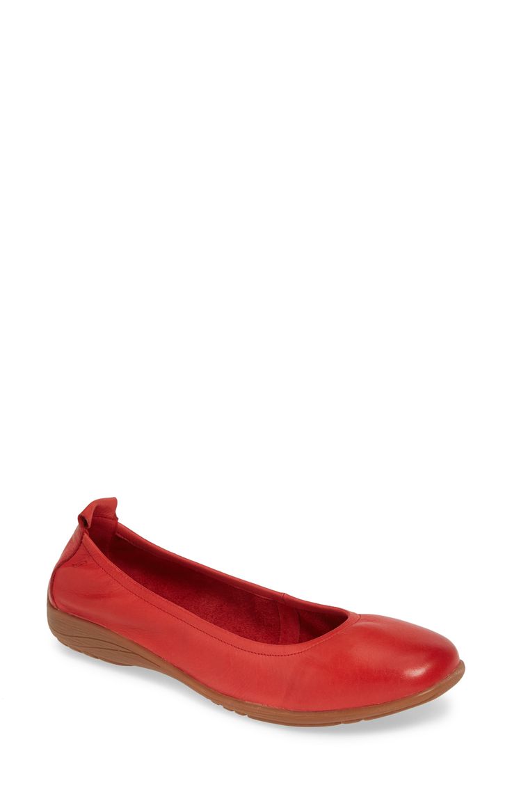 A plush, cushioned footbed adds everyday comfort to a streamlined flat set on a durable and flexible rubber sole. Style Name:Josef Seibel Fenja 01 Flat (Women). Style Number: 5755355. Available in stores. Josef Seibel, Women Style, Womens Flats, Red Leather, Rubber Sole, Leather Upper, Nordstrom, Women Shoes, Red