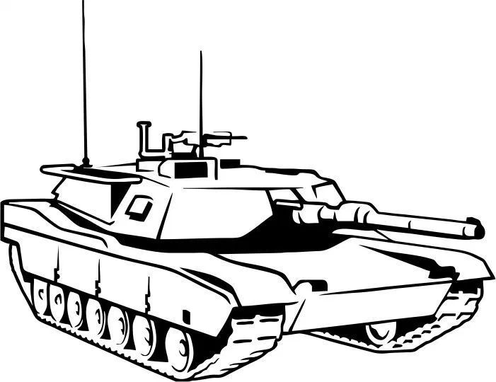 a black and white drawing of a tank