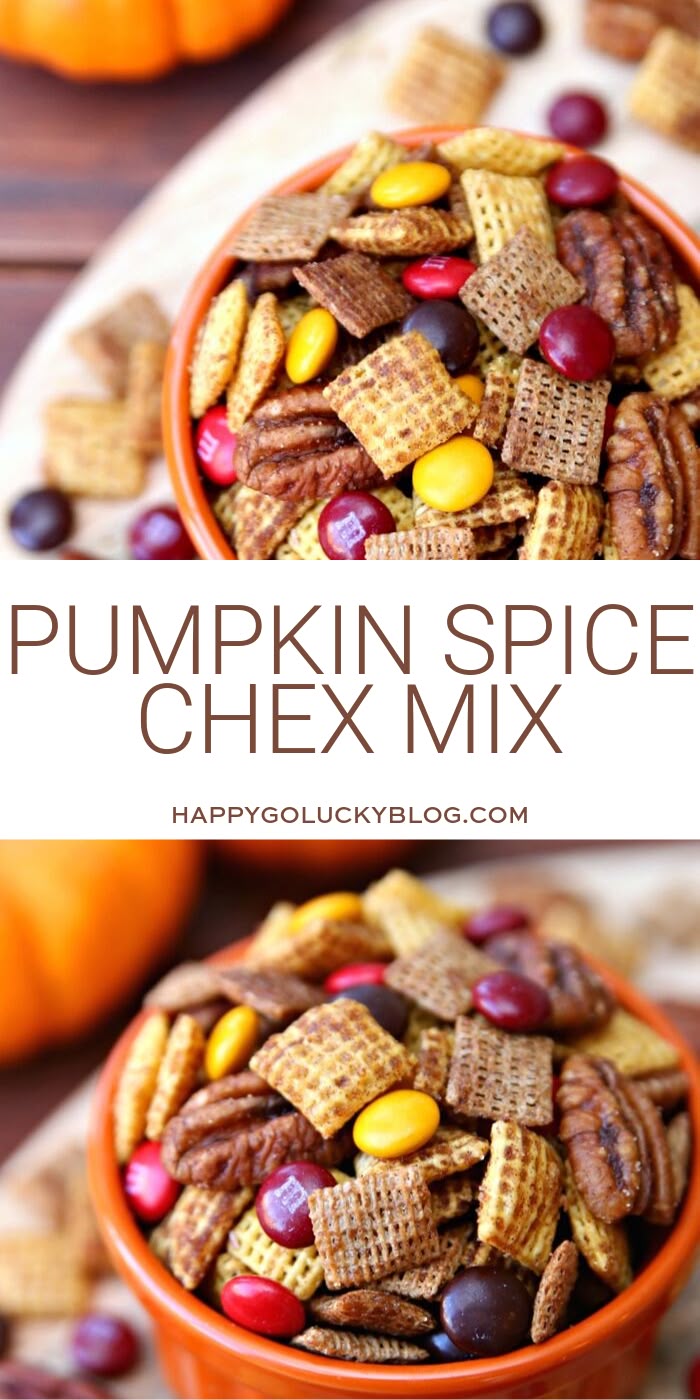 pumpkin spice chex mix in a bowl