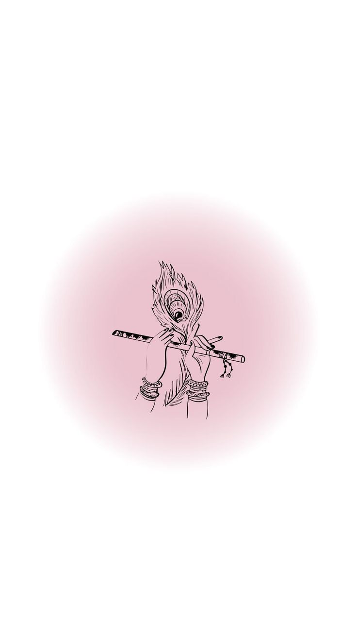 a black and white drawing of a person holding two sticks in their hands, with the background light pink