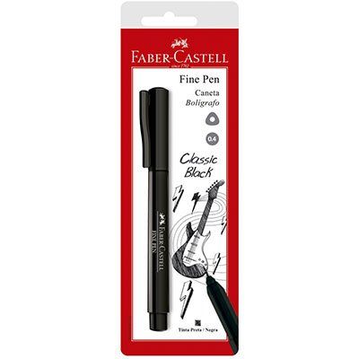 faber - castel fine pen with black ink in its packaging on a white background