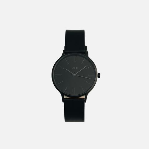 ULX Store Minimalist Leather Watch Accessories For Formal Wear, Minimalist Formal Watch Accessories With Leather Strap, Minimalist Leather Watches With Subdials, Minimalist Leather Watch With Subdials, Timeless Black Business Watch, Minimalist Everyday Watch With Leather Strap, Minimalist Analog Display Watches For Everyday Use, Business Minimalist Watch, Minimalist Black Watches For Work