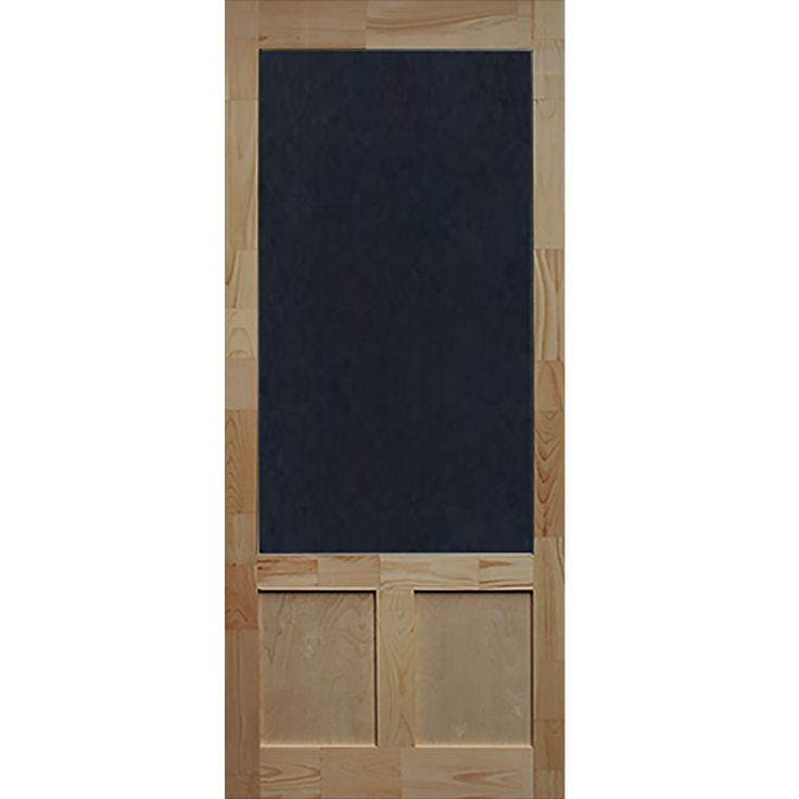 a blackboard mounted to the side of a wooden door with two panels on it