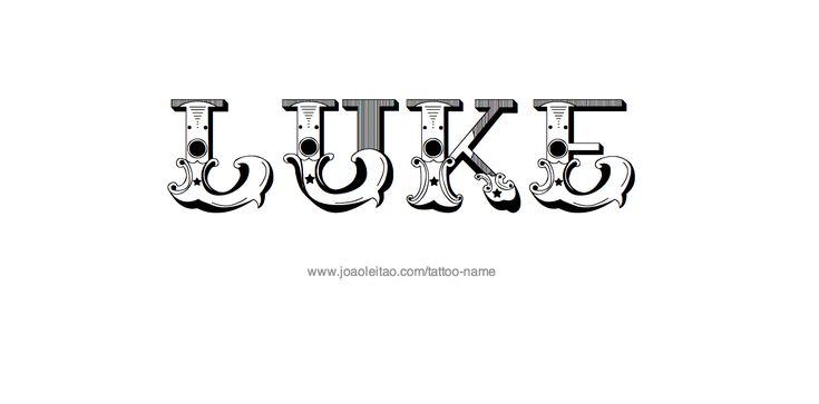 the word luke written in black and white ink with an ornate font that reads luke