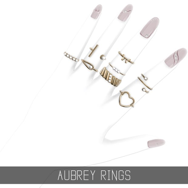 there are many different types of rings on the white background with text that says, aubrey rings