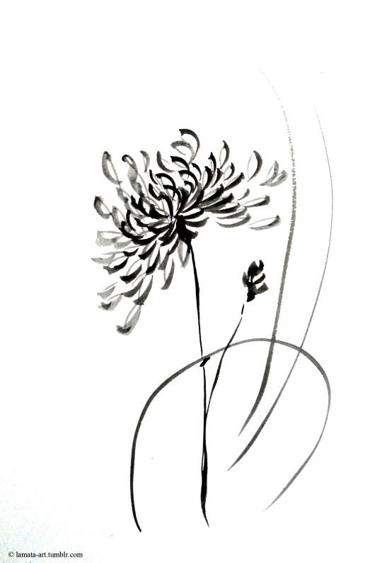 a black and white drawing of a flower