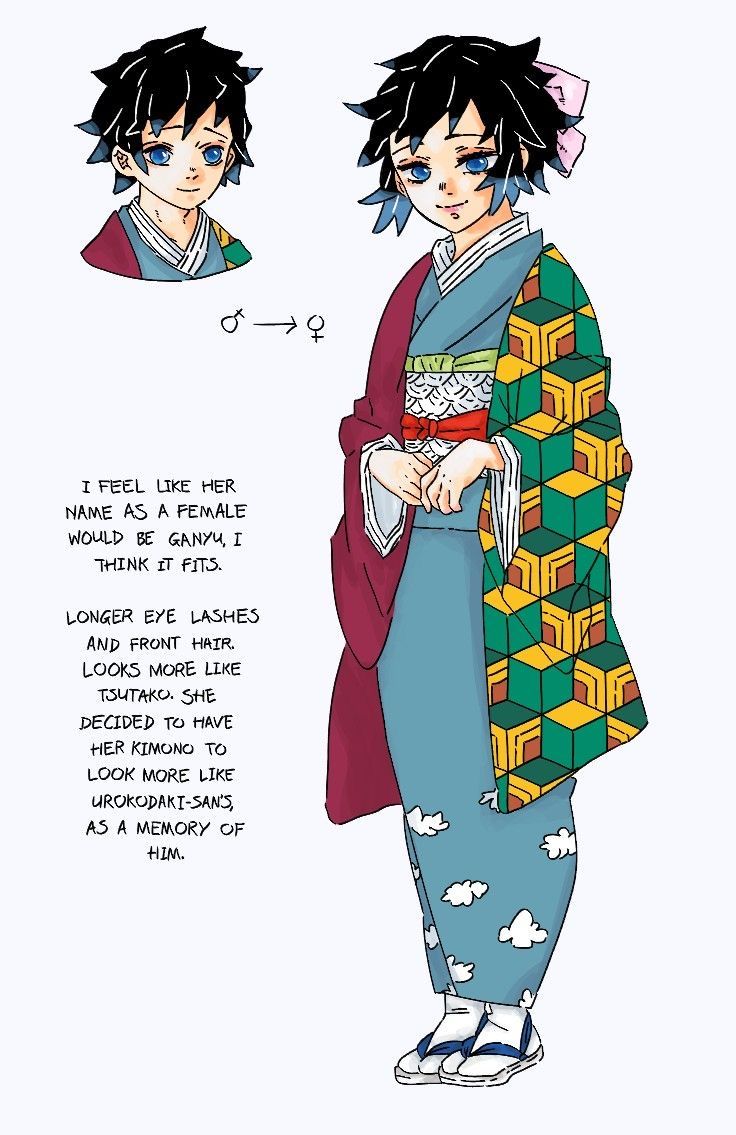 an anime character with black hair and blue eyes wearing a kimono, standing in front of