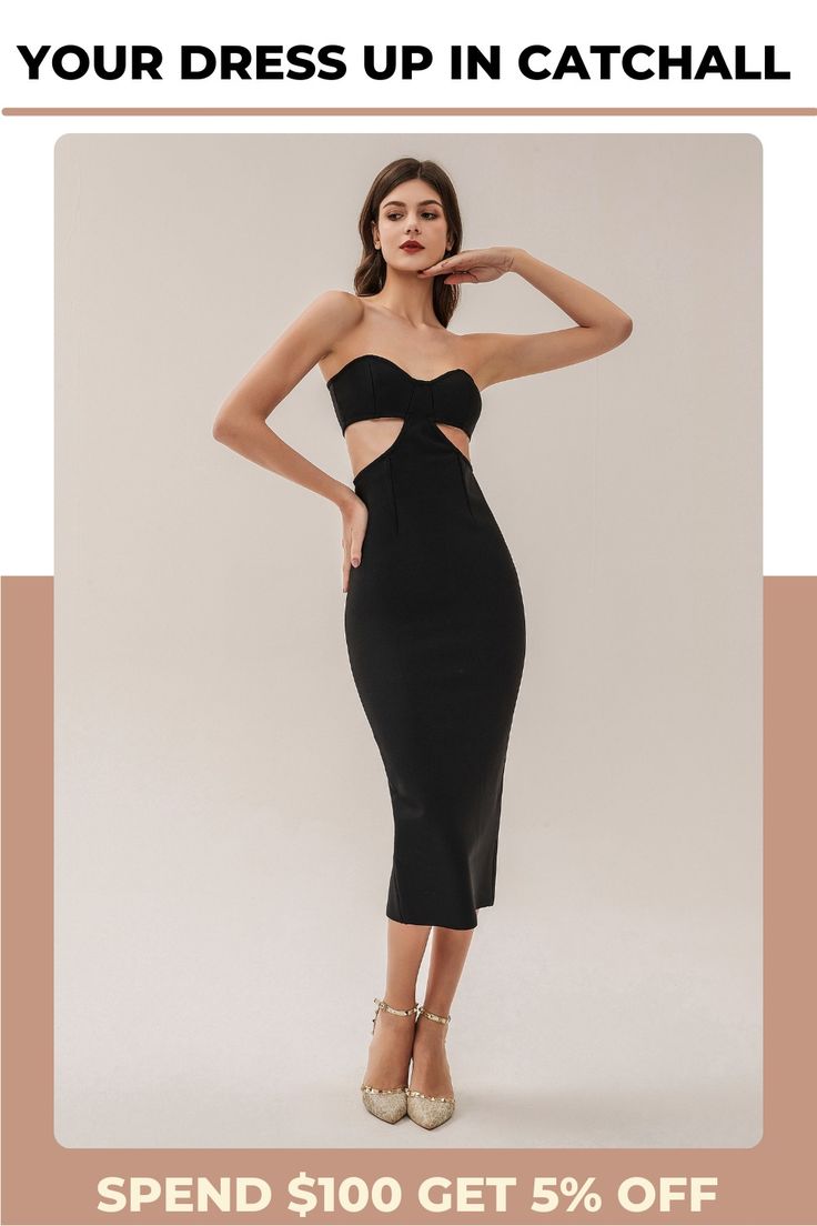 In need of a dress for a party? Lucille Black Bodycon Dress can solve your worries. Made of stretch fabric, the skirt falls to ankle length. The hollow design of the tube top fits the body shape and adds sexiness. You only need to simply match it with a pair of high heels to complete the entire fashion look. --Dress Length: Approx 107cm --Materials: Spandex Model is 5 ft 74 and wears size S Tube Top Fits, Dress For A Party, Pic Pose, The Hollow, The Tube, Hollow Design, Fall Skirts, Black Bodycon Dress, Tgif