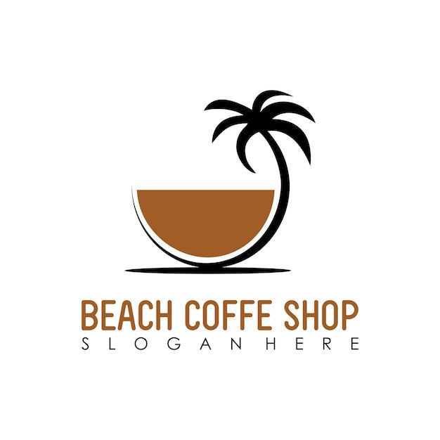 a logo for a coffee shop with a palm tree in the middle and a bowl on top