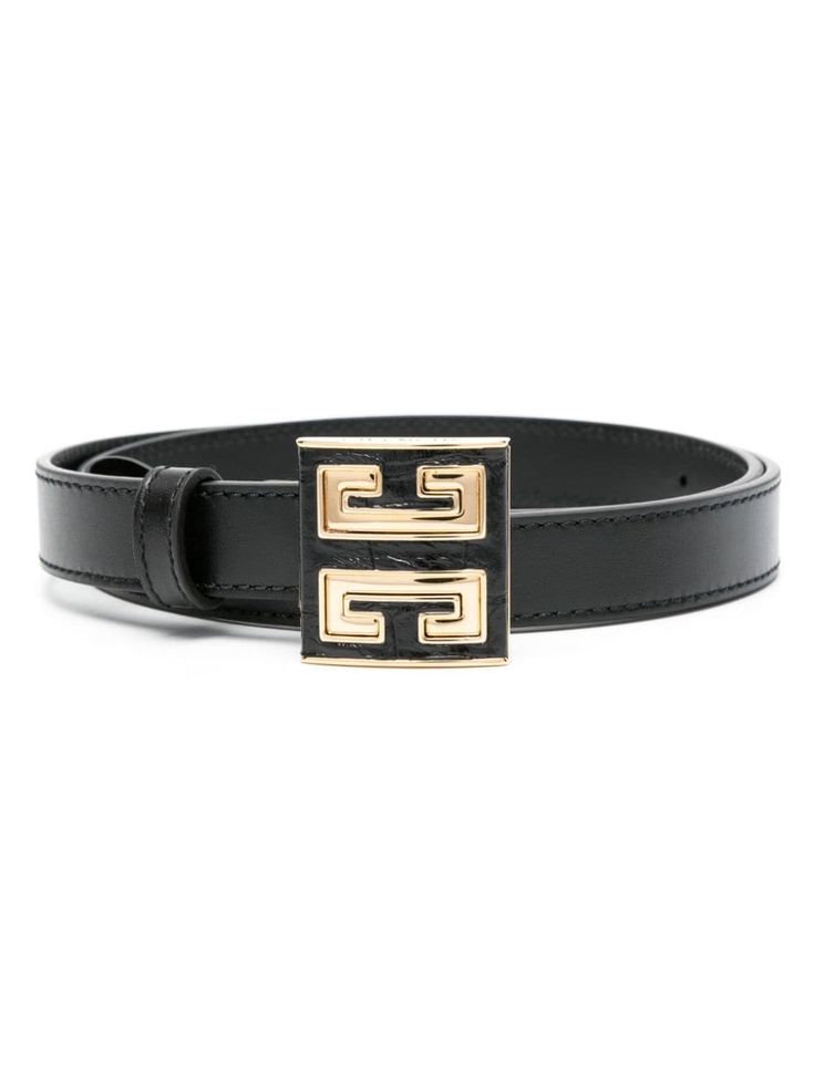 black/gold-tone calf leather smooth grain tonal stitching signature 4G logo-buckle fastening punched holes adjustable fit Givenchy Belt, Tone Calves, Leather Jewellery, Chanel 2, Belt Black, Brass Buckle, Elegant Accessories, Casual Attire, Ballet Flat Shoes