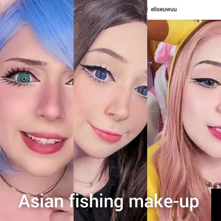 Many people said that the make up she wears is offensive, but she doesn't want to change it... Asian Fishing Makeup, Asian Fishing, Epicanthic Fold, Asian Fish, Fish Makeup, Project Diva, Asian Eyes, Get Educated, Fantasy Makeup