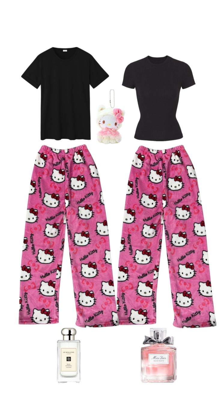 #matchingfits #bfgf Hello Kitty Pajamas, Me And Him, Hello Kitty, Pajamas, Kitty, Pink, Black