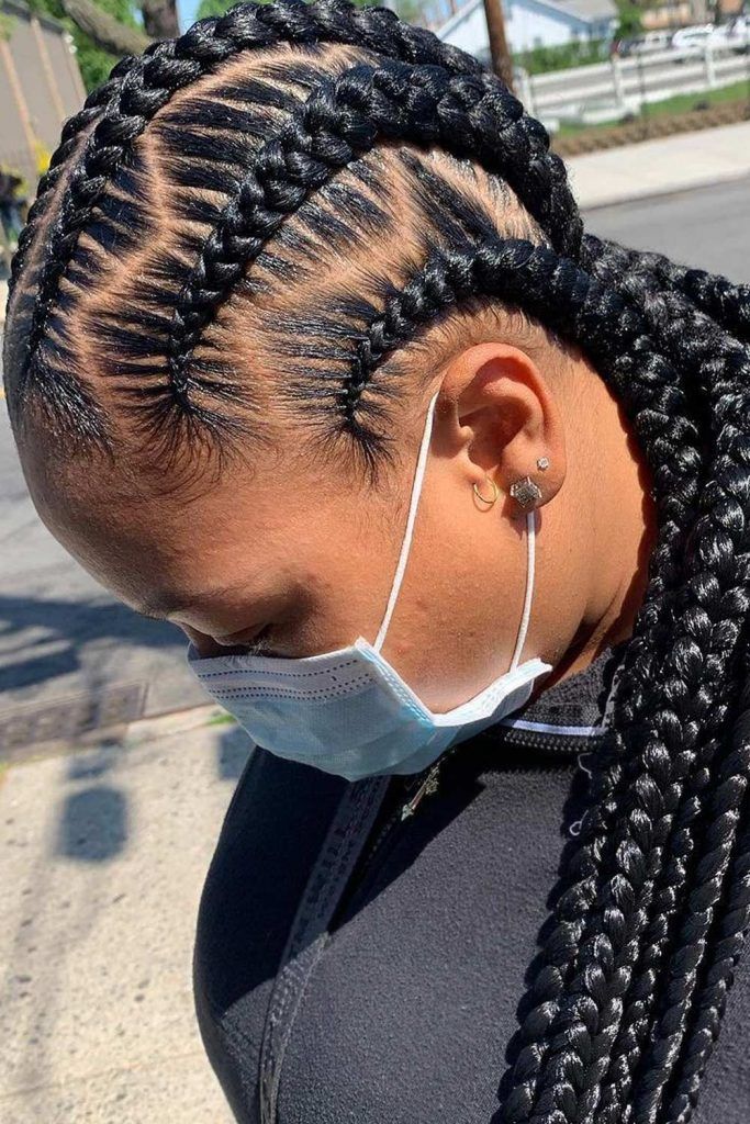 Zig Zag Feed In Braids, Stitch Braid Hairstyles, Braid Parts, Zigzag Part, Zig Zag Braid, Half Cornrows, Stitch Braid, Protective Braids, Half Braid