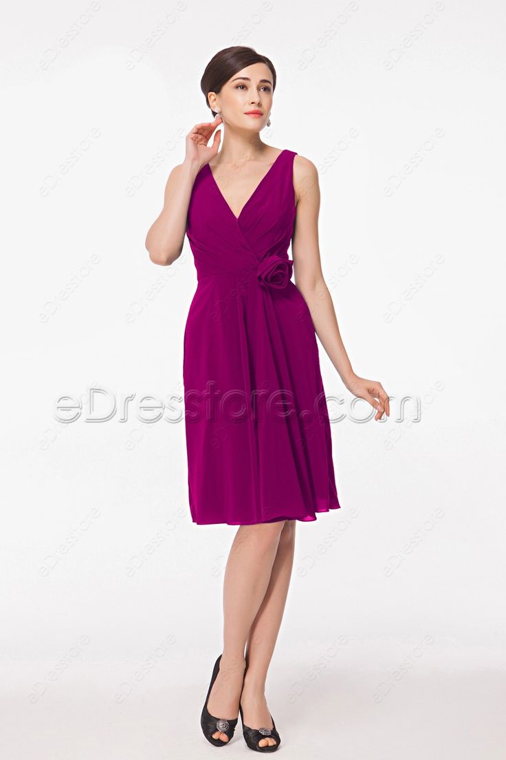 Buy V Neck Magenta Knee Length Bridesmaid Dresses at eDresstore at best prices of good quality Magenta Bridesmaid Dresses, Teal Homecoming Dresses, Bridesmaid Dresses Knee Length, Homecoming Dresses Knee Length, Formal Dress For Wedding Guest, Plum Bridesmaid, Plum Bridesmaid Dresses, Green Prom Dresses, Knee Length Bridesmaid Dresses