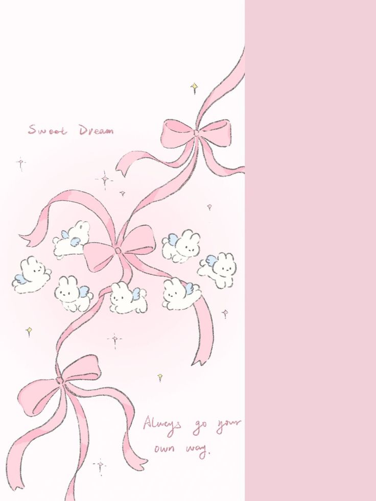 a card with pink ribbon and flowers on it