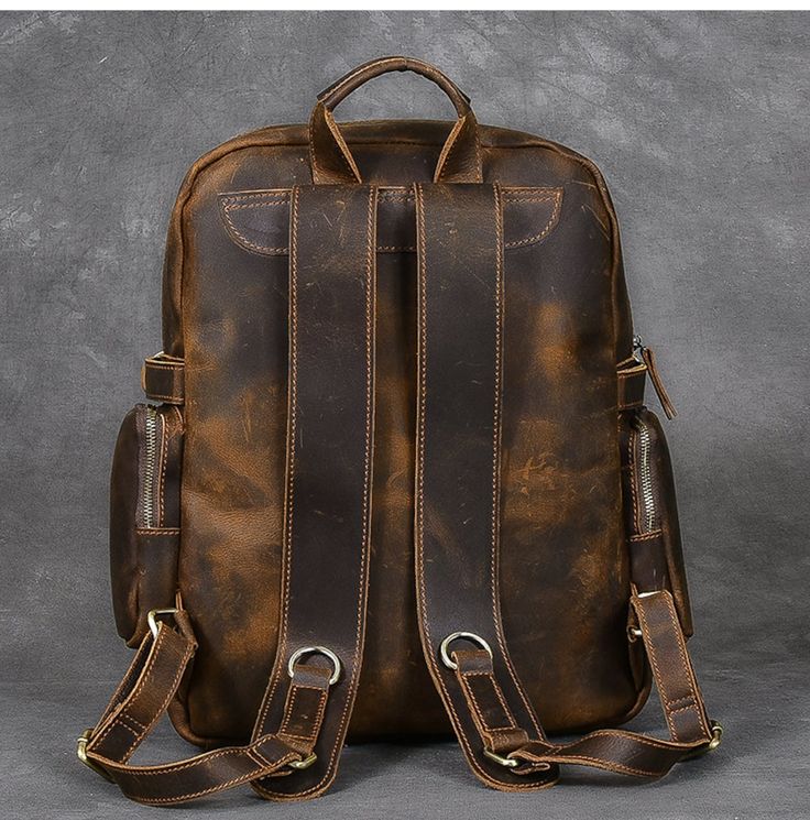 Chestnut cowhide leather backpack for urban adventurers. durable, stylish, and practical for everyday use. - Free shipping on all our leather backpacks. - Main Material: Full Grain Leather - Material: Cotton/ Twill lining - Size: 15.7" x 12.6" x 4" (H x L x D) - Pattern Type: Solid - Backpacks Type: Softback - Closure Type: Zipper - Exterior: Solid Bag - Handle/Strap Type: Soft Handle - Interior: Interior Slot Pocket, Smartphone Pocket, Interior Zipper Pocket, Interior Compartment, Laptop Sleeve - Color: Brown Leather Backpack - It takes approximately seven to ten business days to complete each leather backpack. - As each leather is unique and one of a kind, the backpack you will receive will be similar to the picture, not the exact same. Behold our stunning chestnut leather backpack, blen Classic Leather Backpack With Leather Lining For Outdoor, Leather Backpack With Leather Backing For Outdoor, Classic Outdoor Backpack With Leather Backing, Outdoor Brown Backpack With Leather Backing, Rugged Brown Leather Backpack For Outdoor, Leather Outdoor Backpack, Brown Waxed Leather Backpack For Outdoor, Classic Leather Backpack With Leather Backing For Outdoor, Outdoor Leather Backpack With Leather Lining