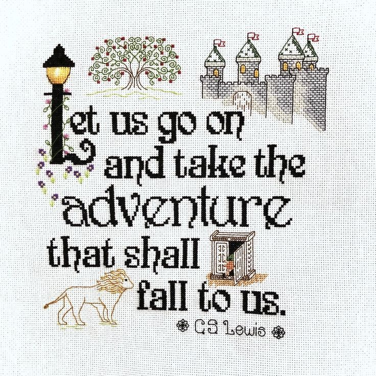 a cross stitch pattern with the words, let us go on and take the adventure that shall