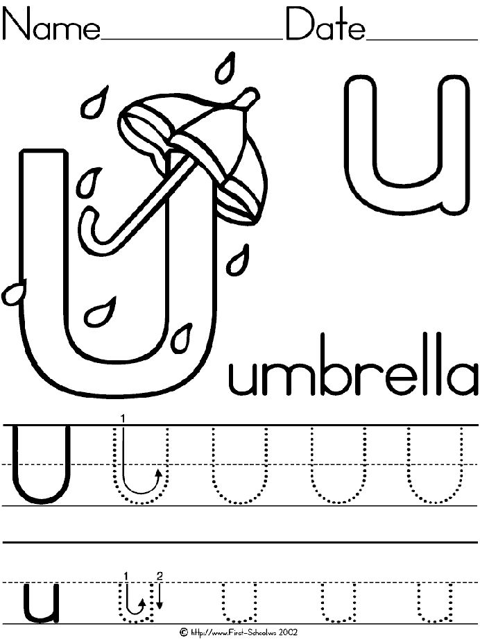 the letter u is for umbrella worksheet