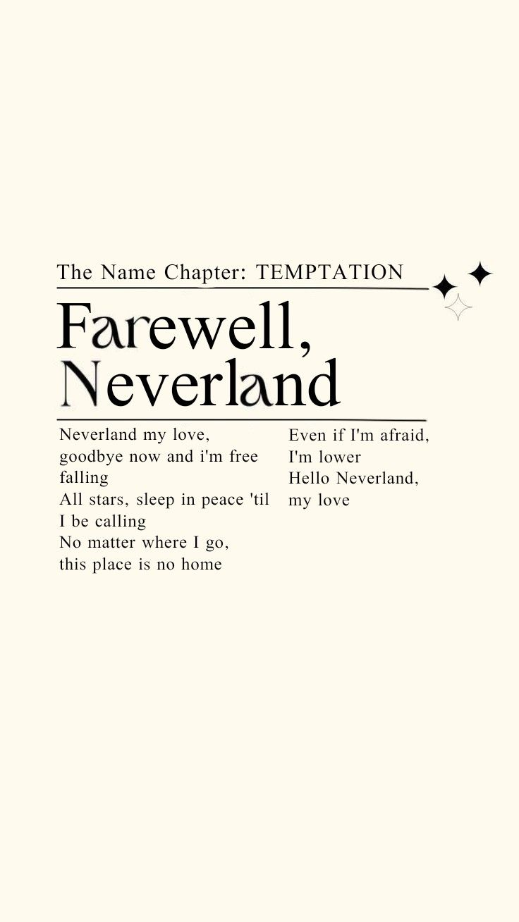 the name chapel template for farewell, neverland