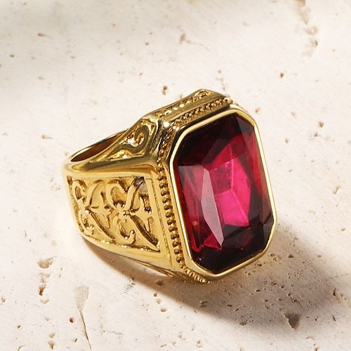 Gender:Men's; Jewelry Type:Band Ring; Package Dimensions:6.95.60.3; Listing Date:11/06/2020 Cheap Rings, Red Ruby, Men's Jewelry, Emerald Cut, Band Ring, Band Rings, Ruby, Emerald, Gold Plate