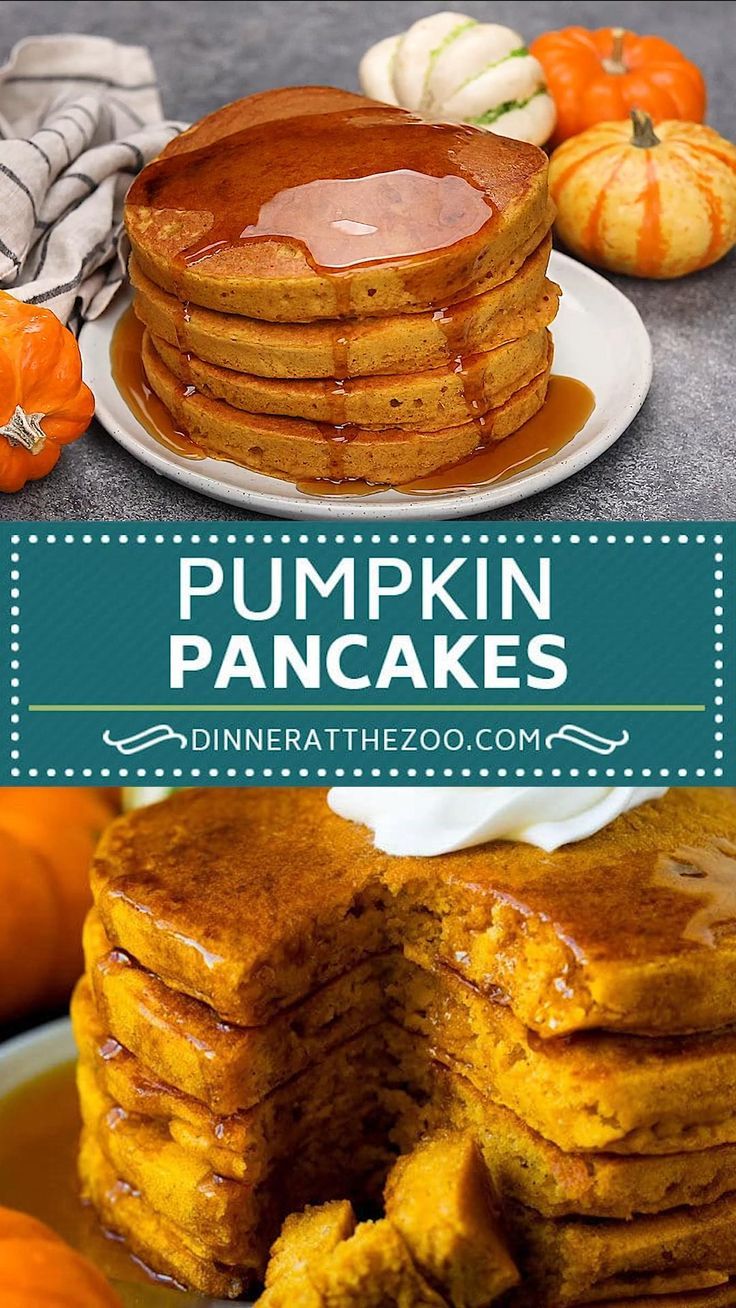 pumpkin pancakes are stacked on top of each other