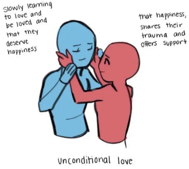 an image of two people hugging each other with the caption unconditional love