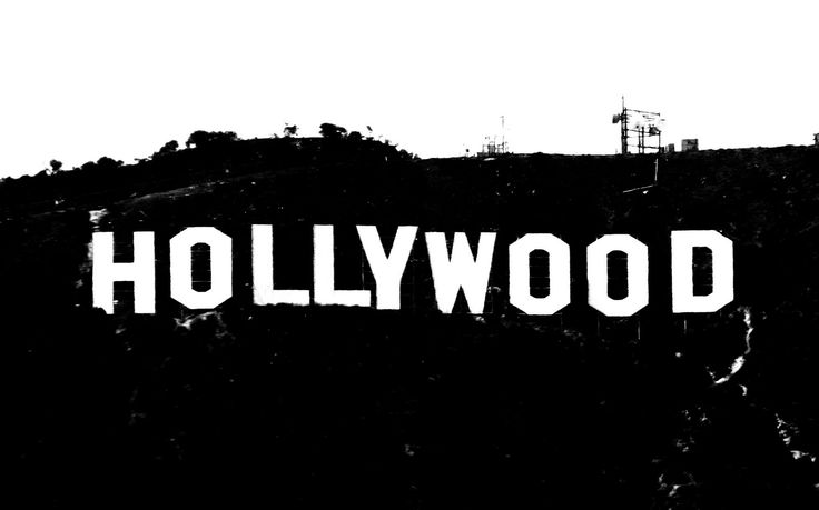 the hollywood sign has been altered to look like it is in black and white,