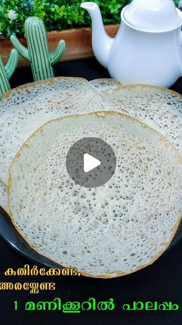 three flat breads sitting on top of a plate next to a potted plant