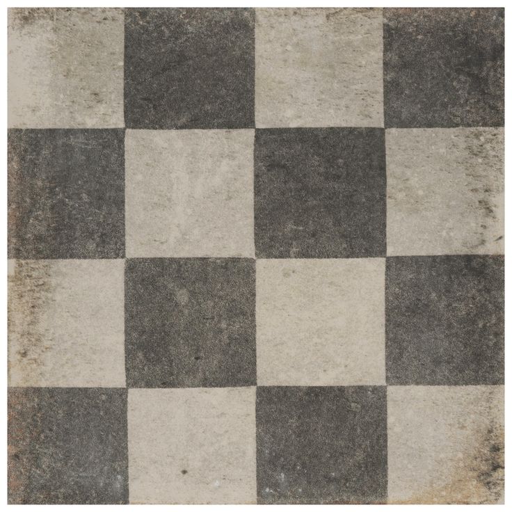 a black and white checkered tile floor with grungy paint on the edges