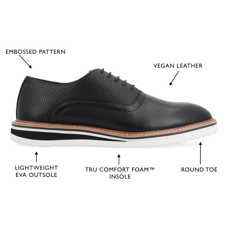 The Weber oxford from Vance Co. is as perfect for work as it is for the weekend. Their lightweight EVA outsole lace-up closure and vegan leather will give you the perfect fit. The 12 mm Tru Comfort Foam� massaging insole cushioned tongue and elastic gusset will keep your feet comfortable all day. Shoe Black, Dress Shoe, Personal Shopping, Thing 1 Thing 2, Shoe Collection, The Weekend, Black Shoes, Vegan Leather, Dress Shoes Men