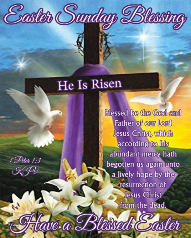 an easter card with a cross and flowers