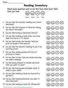 the reading inventory worksheet is filled with emoticions and words to help students understand what they are reading