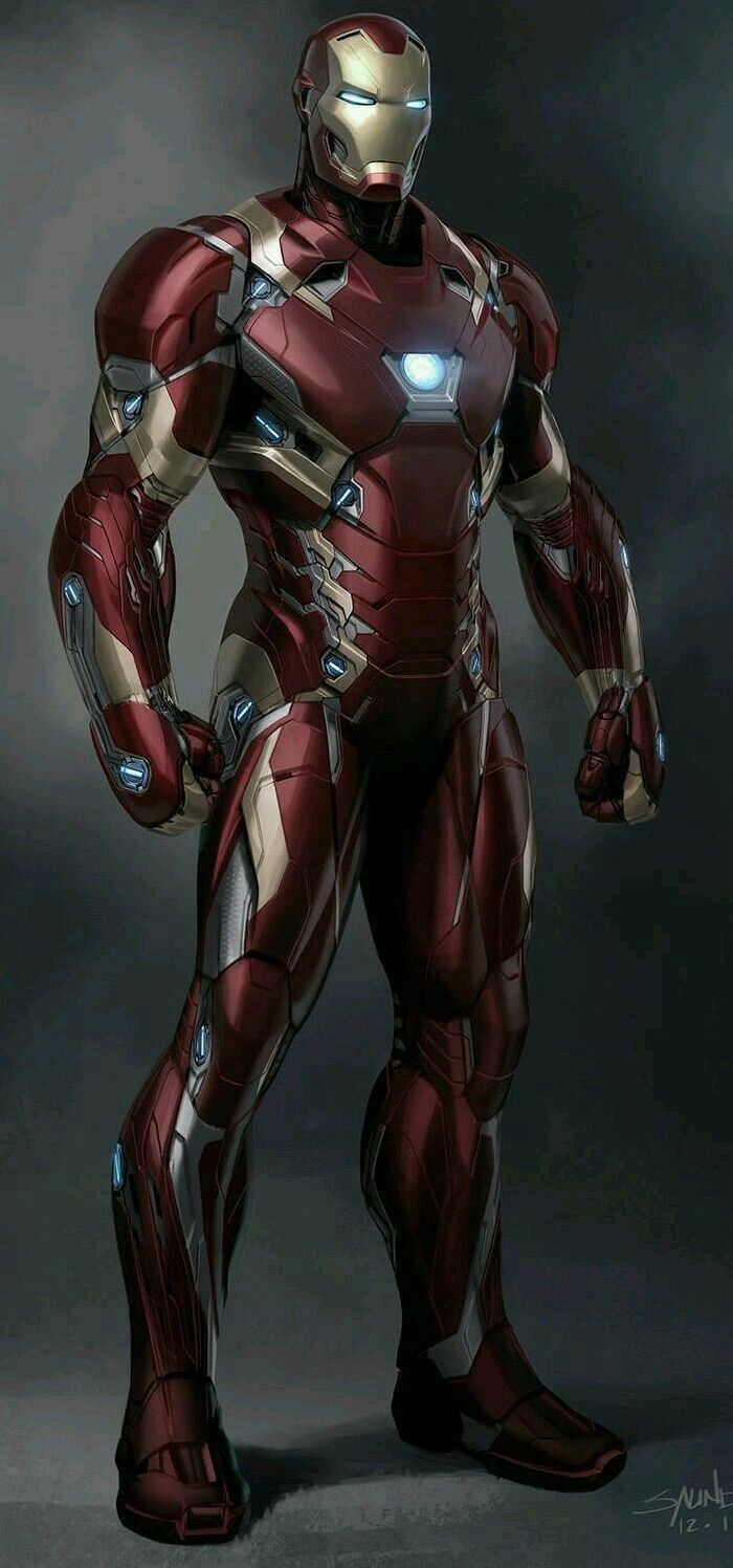 an iron man standing in the dark with his hands on his hips