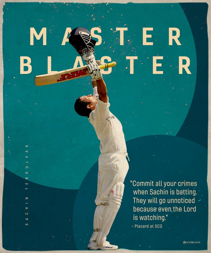 a man holding a cricket bat over his head with the words master blaster in front of him