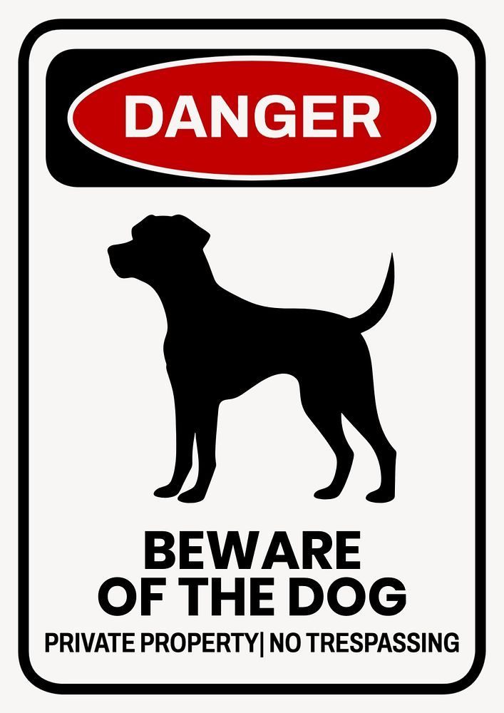 a warning sign for dogs to beware of the dog