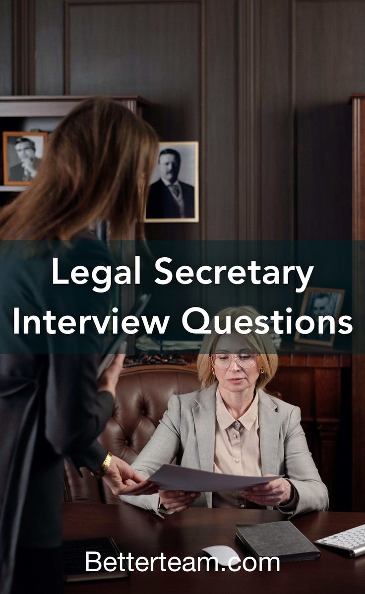 a woman sitting at a desk in an office talking to another woman with the words legal secretary interview questions