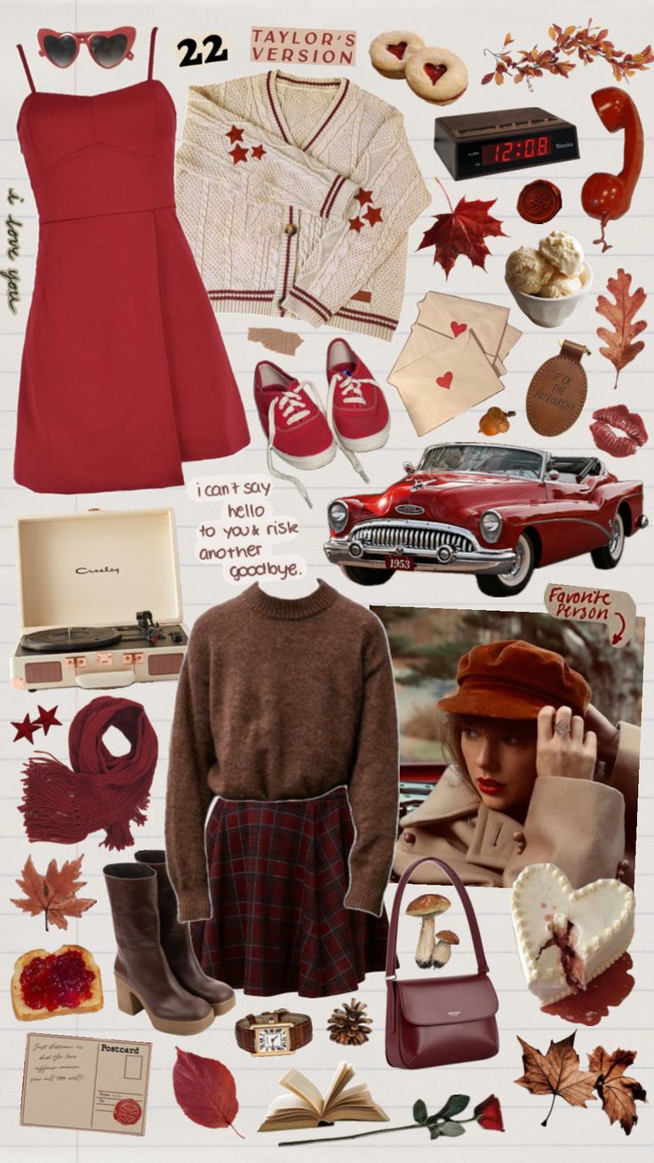 a collage of various items including shoes, sweaters and other things to wear