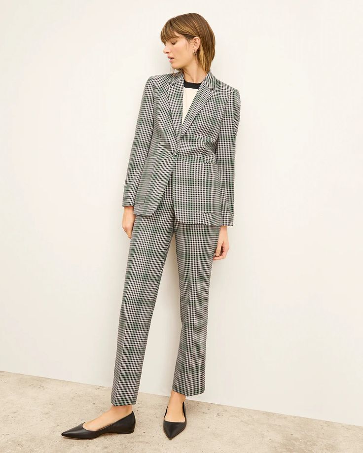 Smith Pant - Check Plaid Sharkskin :: Multi – M.M.LaFleur Power Casual, The Smith, Tailored Jacket, Suit Shop, Will Smith, Mix And Match, Sleek Design, Casual Pants, Straight Leg