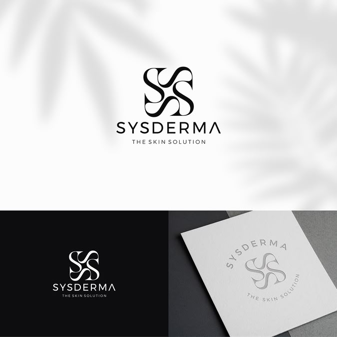 the logo for syderma is shown on top of a white and black background