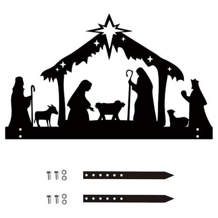 the nativity scene with three wise men and two baby jesus in black on a white background