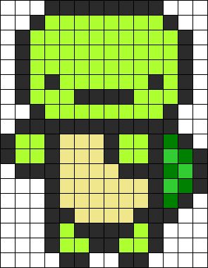 an image of a pixel art piece in green and black