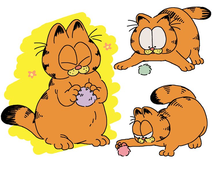 three cartoon cats playing with each other