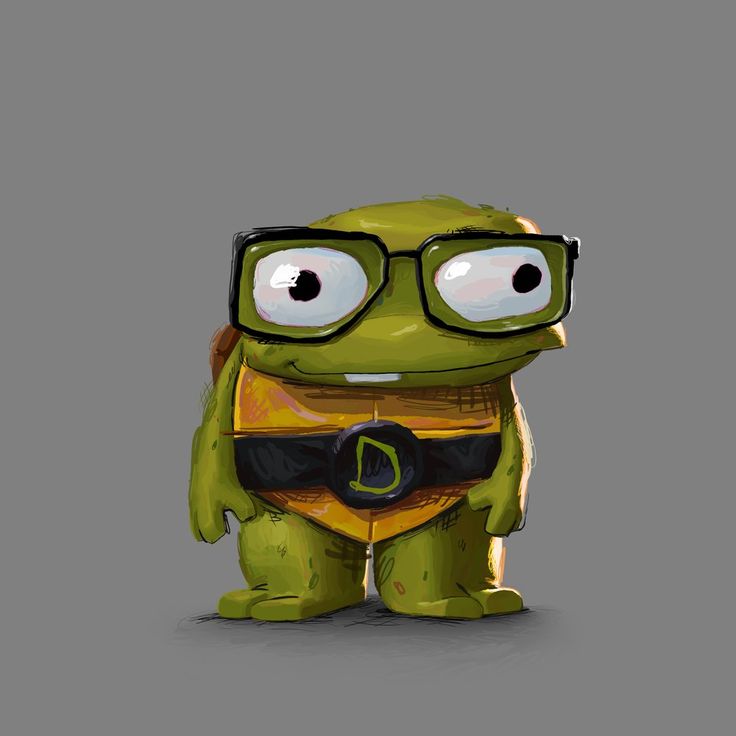 a cartoon character wearing glasses and a turtle costume