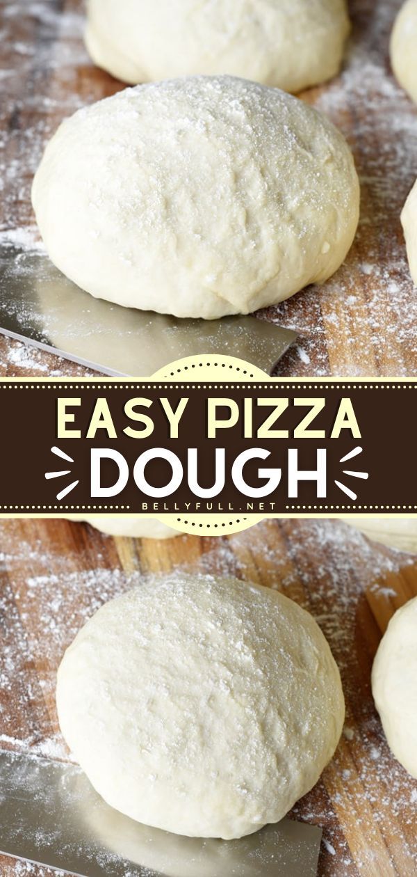 quick and easy pizza dough on a cutting board