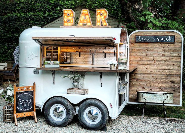 a food truck with the word bar written on it