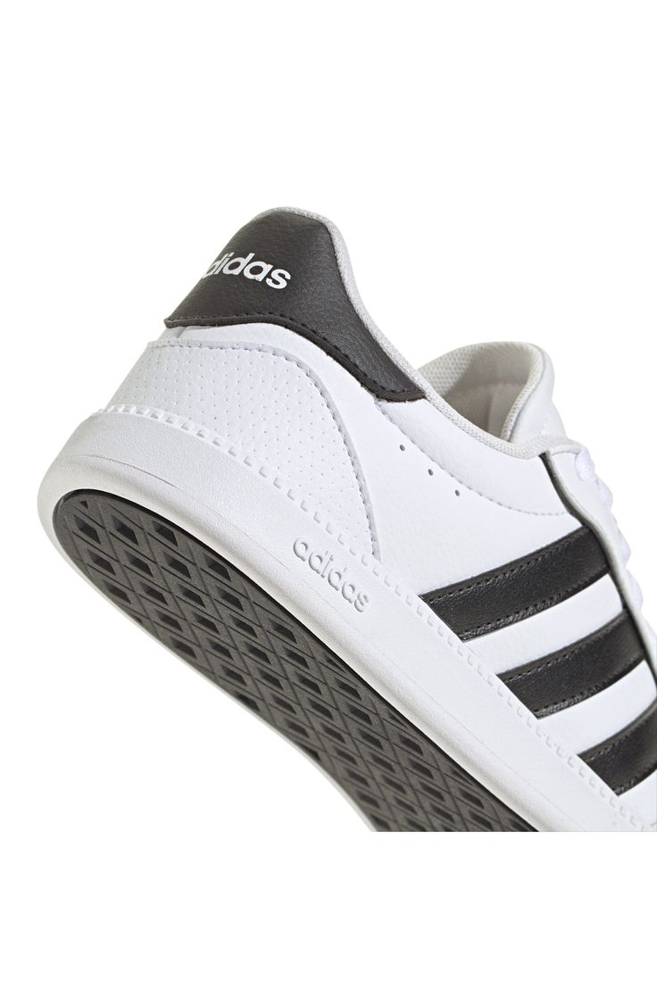 A raised rubber cupsole and classic 3-Stripes branding combine casual and heritage styling on a sneaker built for everyday outings. Leather and synthetic upper/textile lining/rubber sole Imported Classic Adidas Sneakers With Vulcanized Sole, Classic Sneakers With Three Stripes And Round Toe, Classic Sneakers With Three Stripes Branding And Round Toe, Classic Adidas Sneakers With Three Stripes, Classic Adidas Sneakers With Three Stripes Branding, Classic High-top Skate Shoes With Three Stripes, Classic High-top Skate Shoes With Three Stripes Branding, Classic Adidas Sneakers In Synthetic Material, Classic Adidas Sneakers In Synthetic